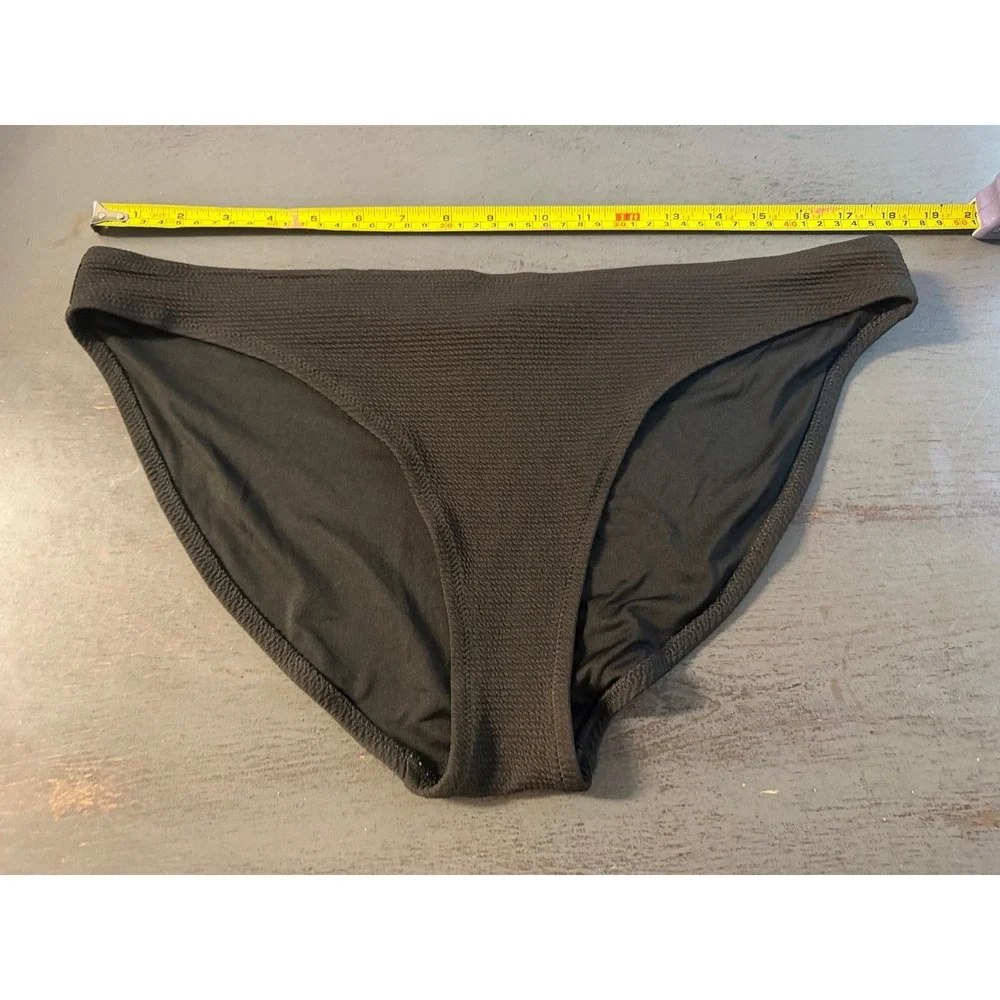 Old Navy Black Textured Ribbed Bikini Bottoms Mid Rise Swim Briefs Womens XL